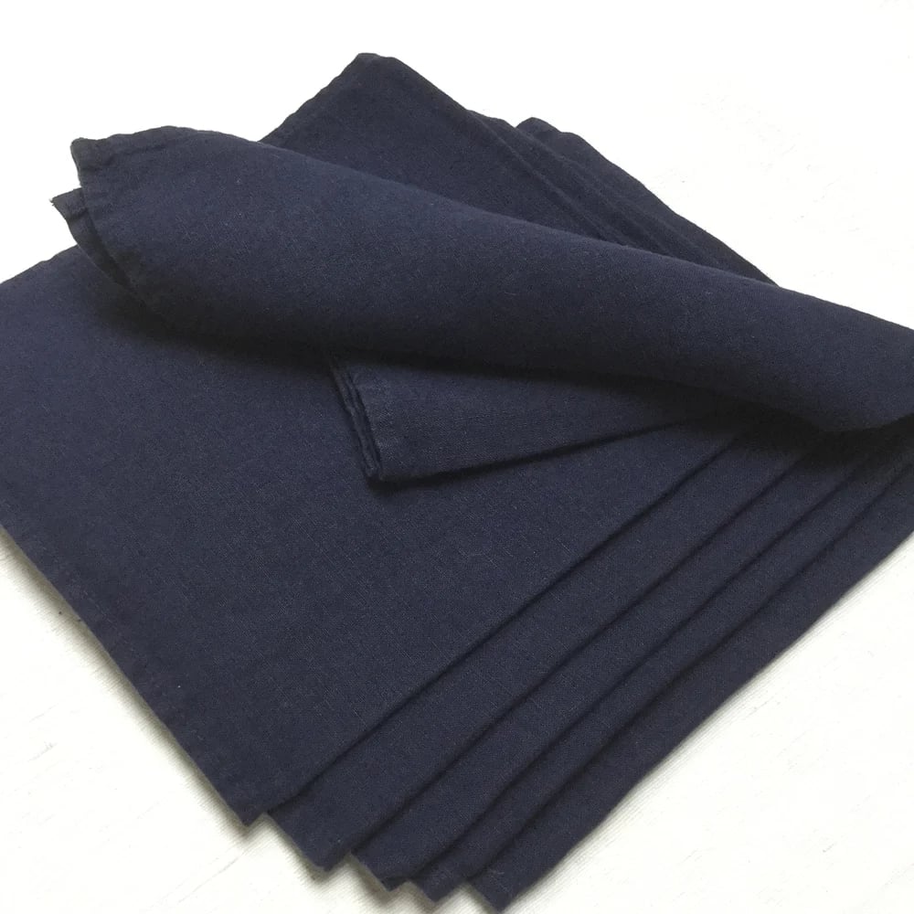 Image of -50% Jeu de 6 serviette de table en Lin Bleu de Prusse ou Indigo 16,50€ au lieu de 33€