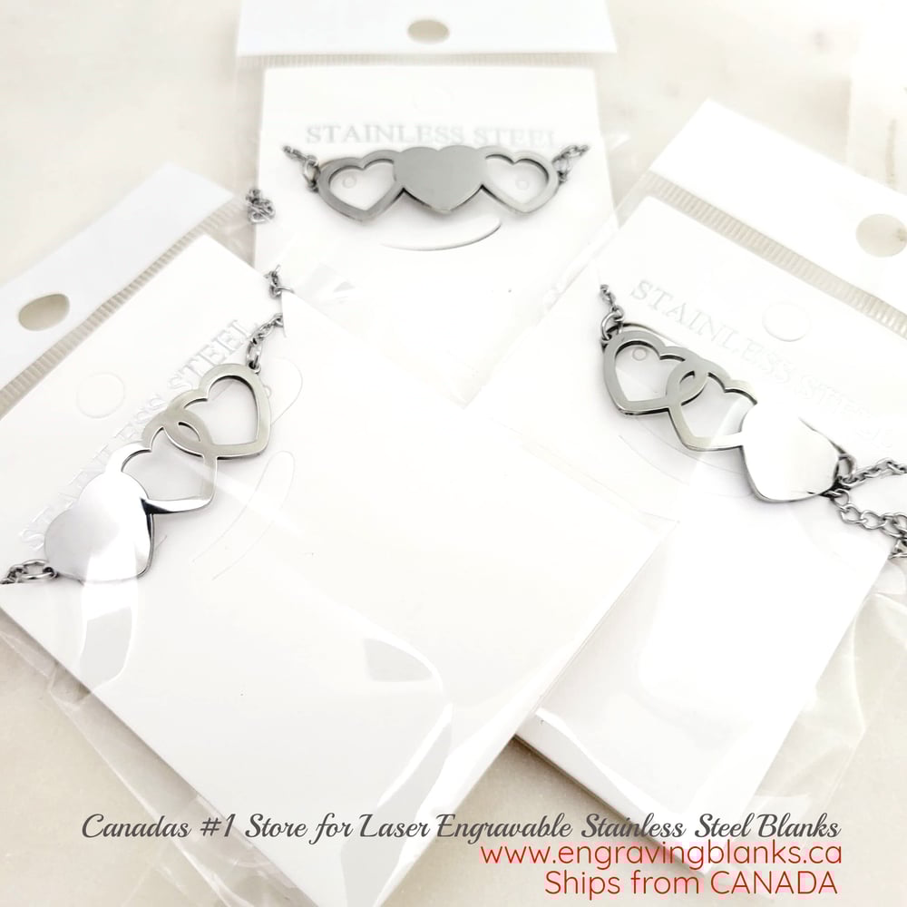 Image of Set of 3 Triple Heart Bracelets for 3 best friends Bracelets Laser engravable Blanks
