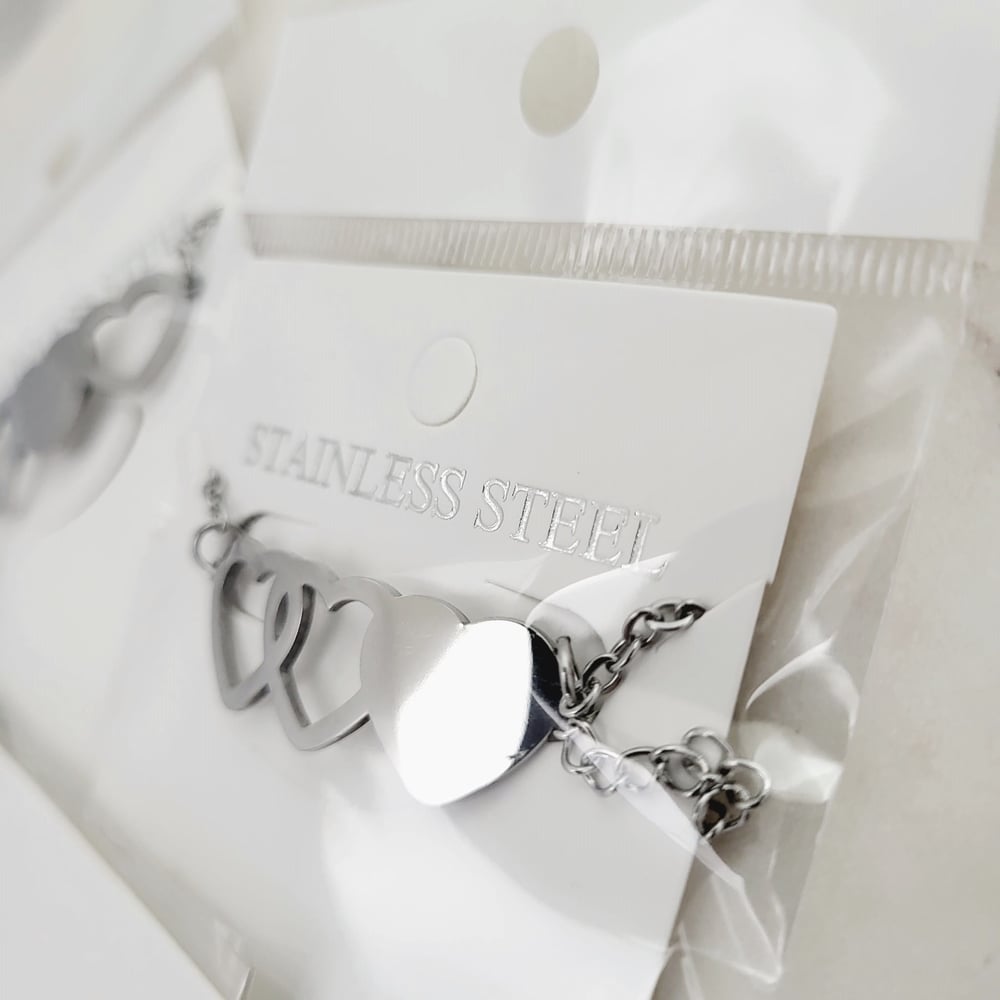 Image of Set of 3 Triple Heart Bracelets for 3 best friends Bracelets Laser engravable Blanks