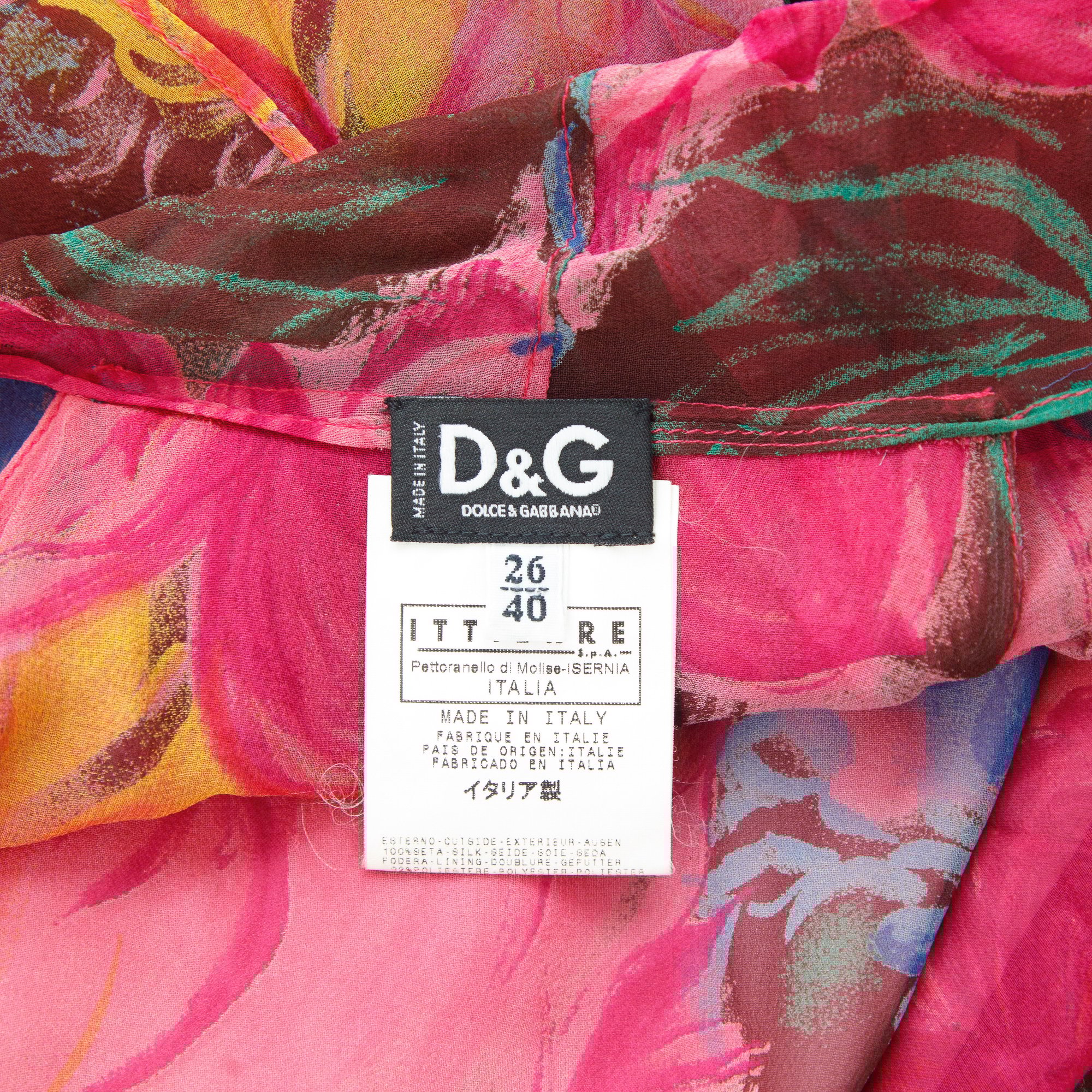 Image of Dolce & Gabbana Silk Ruffle Flower Print Mini Dress