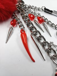 Image 8 of Bloody Valentine Gothic Bag Charm - Red Pom Pom with Knife and Heart Charms