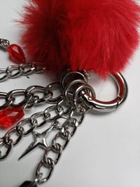 Image 6 of Bloody Valentine Gothic Bag Charm - Red Pom Pom with Knife and Heart Charms