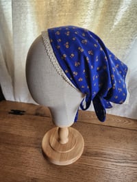 Image 1 of Cotton Cordoroy with Lace trim Cover- Blue