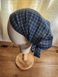 Image 1 of Linen Navy Plaid Tichel Cover