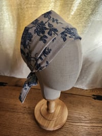 Image 3 of Natural Linen with Delicate Navy Floral Crown Cover 