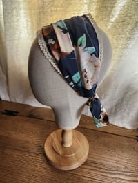 Image 3 of Navy & Roses Linen Tichel with Lace