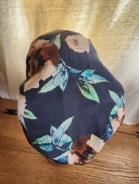 Image 4 of Navy & Roses Linen Tichel with Lace