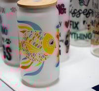 Image 2 of Frosted  Ice Coffee Glass With Fish Design