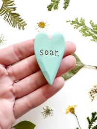 Image 1 of Soar - Mini Wood Burned Heart