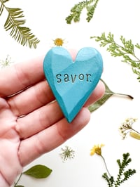 Image 1 of Savor - Mini Wood Burned Heart