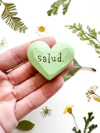 Image 1 of Salud - Mini Wood Burned Heart