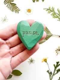 Image 1 of Pause - Mini Wood Burned Heart