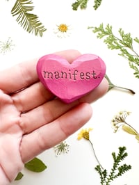 Image 1 of Manifest - Mini Wood Burned Heart