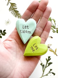 Image 1 of Let Them & Let Me - Mini Wood Burned Heart Set