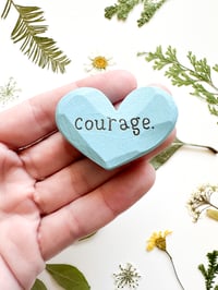 Image 1 of Courage - Mini Wood Burned Heart