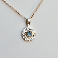 Image 1 of Teal Sapphire Wreath Charm in Mixed Metals