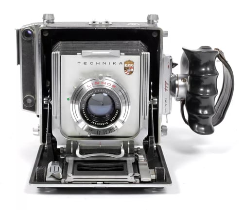 Image of Linhof Technika III 4X5 camera w/ 150mm + 210mm Lenses + grip + film + holders #5723