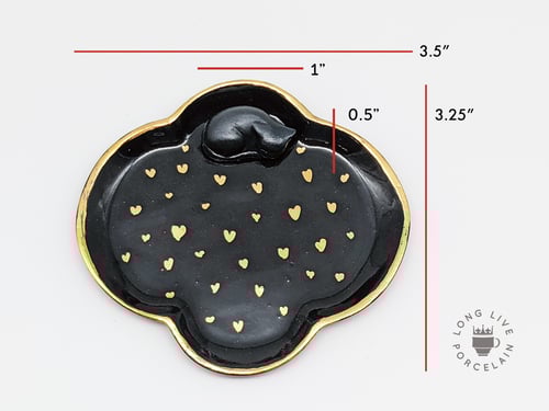 Image of Black and Gold Hearts Cat Ring Dish