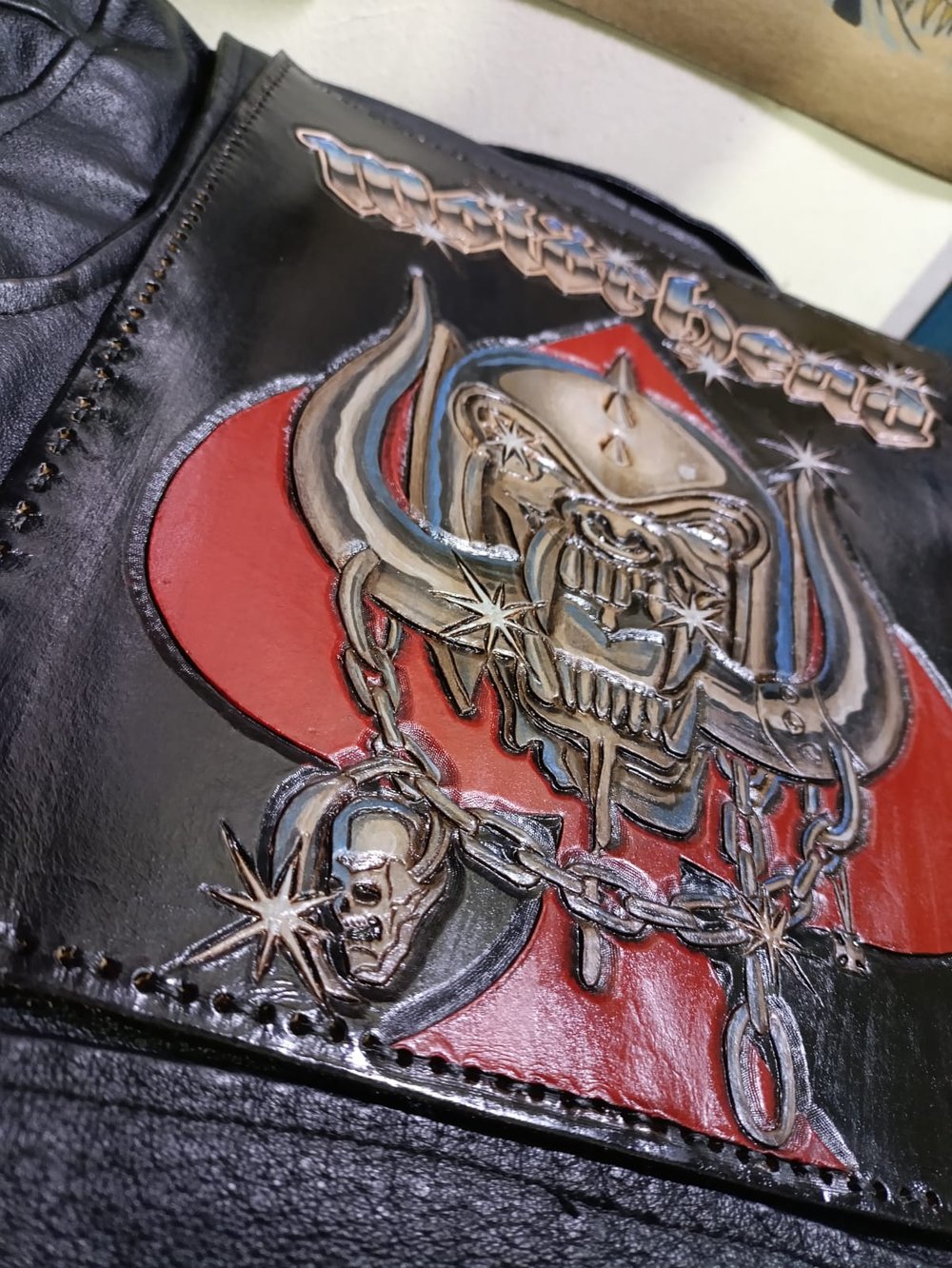 Motorhead Tooled Leather Back Patch