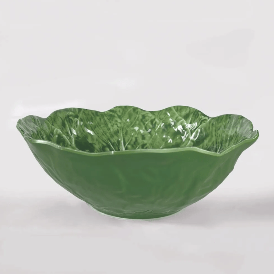Image of Melamine Cabbage Large  Serving Bowl Green 