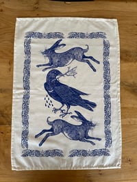 Image 1 of hare and rook tea towel 