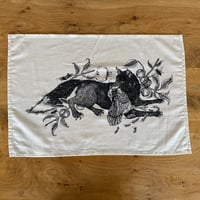 Image 1 of the black fox tea towel