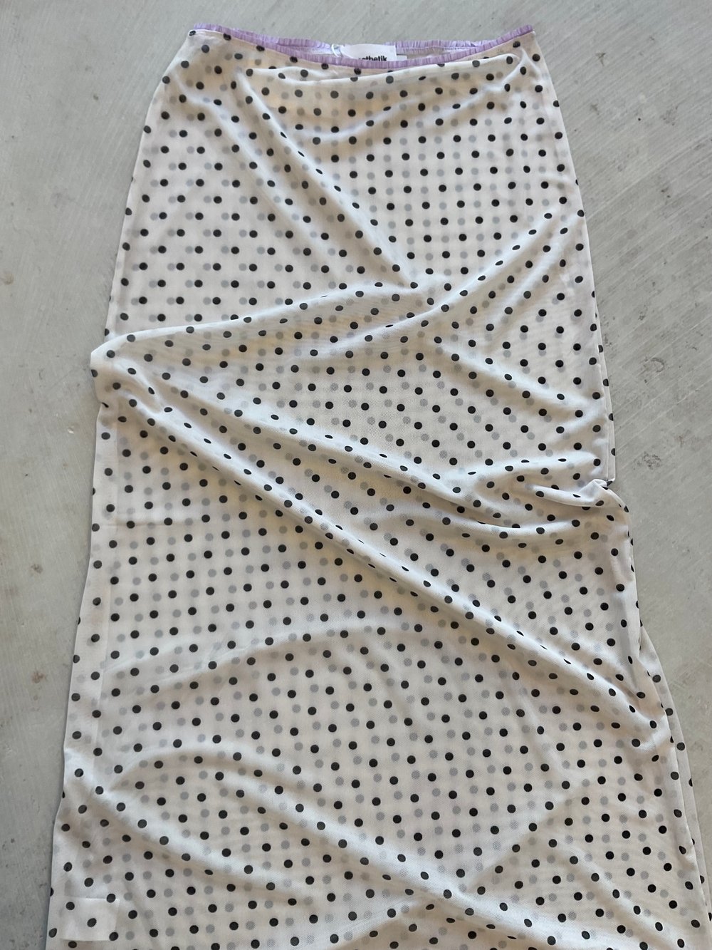 Mesh Maxi  skirt off white with dots