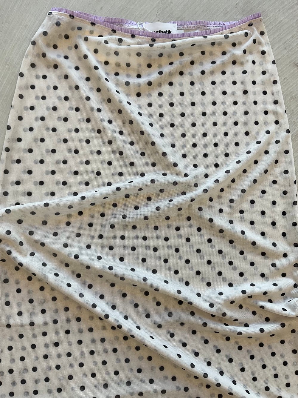 Mesh Maxi  skirt off white with dots