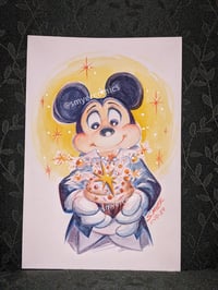 Image 2 of Original Art- 6x9 Watercolor Mickey Mouse 50s Fashion