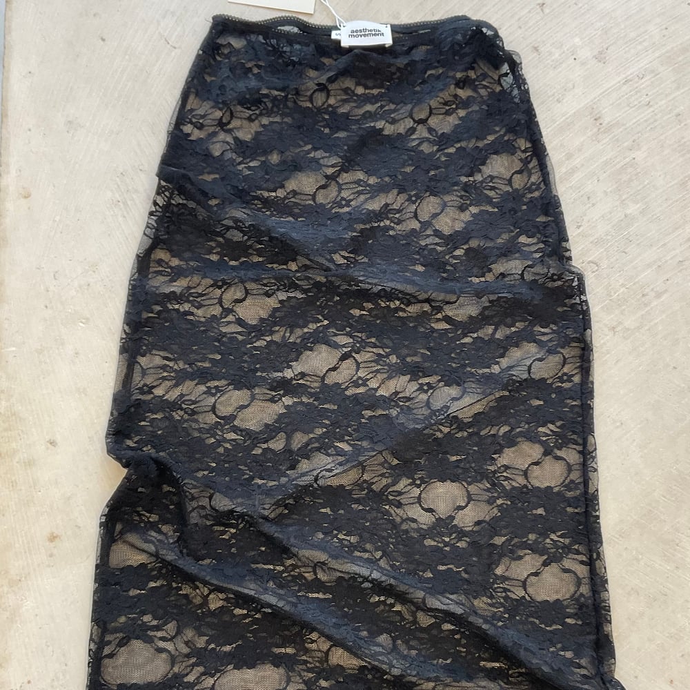 Black lace lingerie style maxi skirt