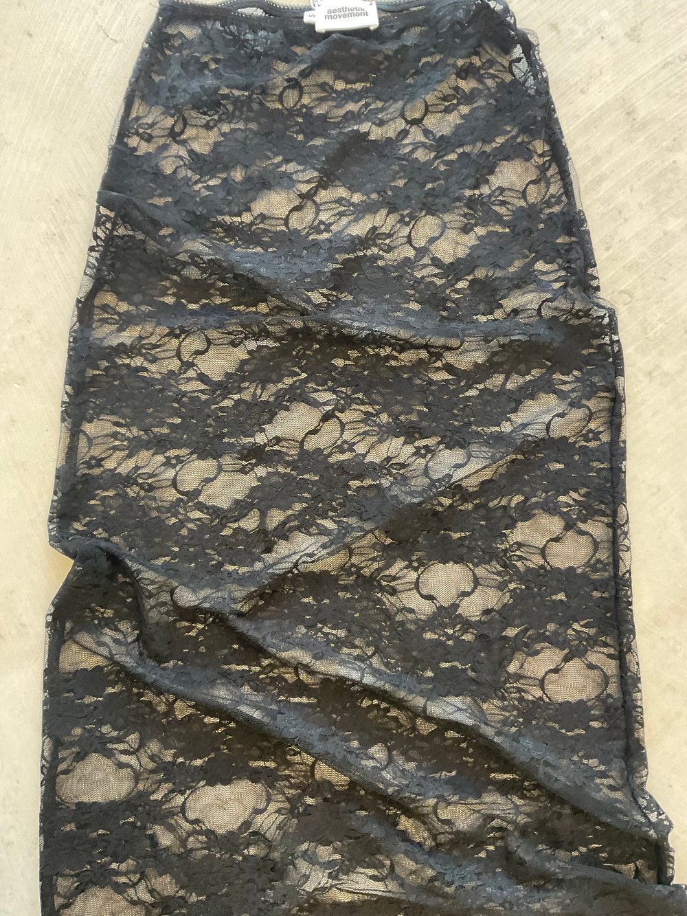 Black lace lingerie style maxi skirt