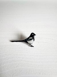 Image 2 of Magpie - Birds from UK - Handmade Pin Resin.