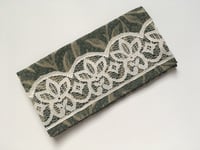 Image 1 of Womens Fabric Pouch Minimalist Botanical Wallet Organizer