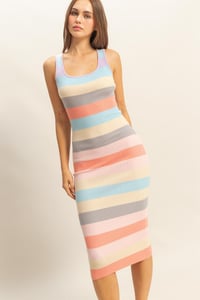 Image 3 of Striped Color Bodycon Maxi Dress