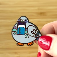 Image 3 of London Transport Pigeon Enamel Pin with Oyster Card