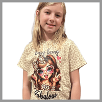 Image 4 of NEW!!! Fabulous Tee - Kids Youth Teen Girls Cool Pretty Leopard Print Bling T-shirt