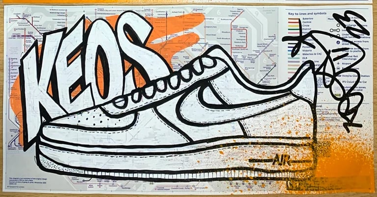 MrKEOS black/white painting of Dunks/AirMax/AirForce