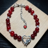 Image 1 of White Agate/Red Beaded Cupid’s Bracelet