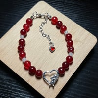 Image 6 of White Agate/Red Beaded Cupid’s Bracelet