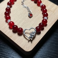 Image 7 of White Agate/Red Beaded Cupid’s Bracelet