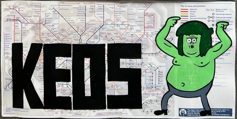 MrKEOS London tube map - Mordecai/Muscle Man/Skips from Reg Show