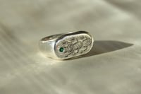 Image 1 of Silver Ant Signet Ring with Green Onyx