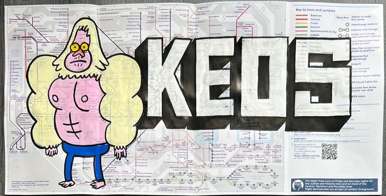 MrKEOS London tube map - Mordecai/Muscle Man/Skips from Reg Show