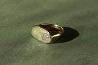 Image 1 of Brass Signet Ring with Moonstone