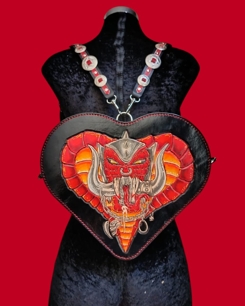 READY TO SHIP FANGS & LEATHER. BAG/ BACKPACK