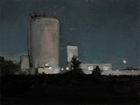 Downriver Lights – Industrial Nocturne Painting | 2025 Original Detroit Oil on Linen Panel