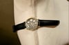 Black Leather Watch with Moon Phases 