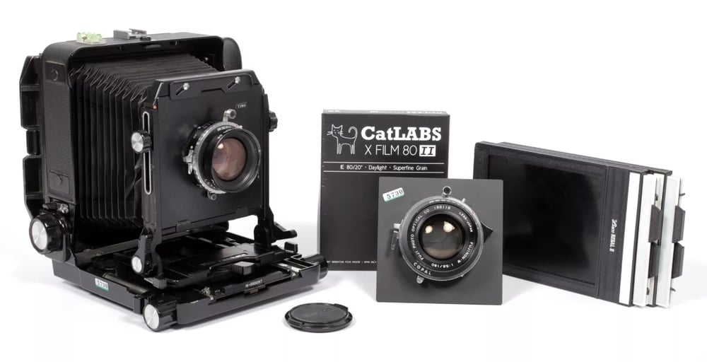 Image of Toyo 45AR 4X5 Camera w/ 135mm + 180mm Lenses +Holders +Fresnel +FILM NEW BELLOWS #5730