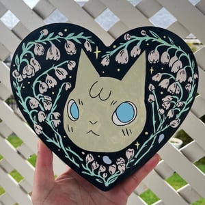 Image of Heart Painting - Cat with Flowers