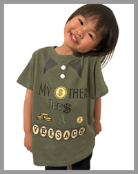 Image 1 of NEW!! Versace Tee - Kids Youth Girls and Boys Green and Gold Funny Fashion Rich Money T-shirt 